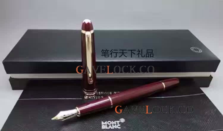 Replica Mont Blanc Meisterstuck Fountain Pen Red Resin Gold Clip